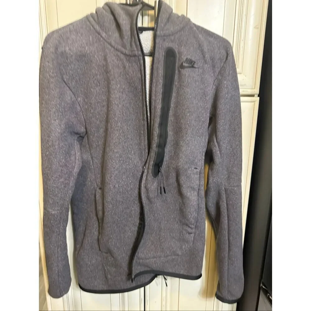 Nike Youth Fleece Sportswear Tech Fleec Full Zip Winterized Hoodie Gray Size XS